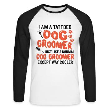 Dog Care Puppies Dog Groomer Dog Sitter - T-shirt baseball manches longues Homme - blanc/noir - Devant - Nik (191cm)
