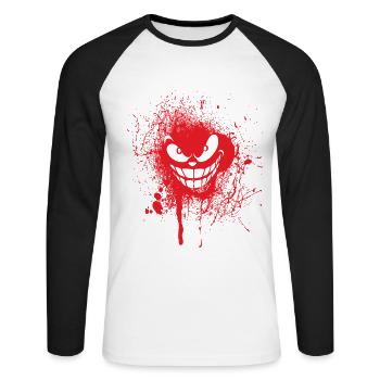 Joker Blood Design - T-shirt baseball manches longues Homme - blanc/noir - Devant - Nik (191cm)