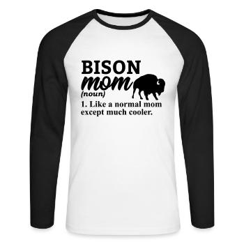 Bison Buffalo Water Buffalo National Park - Unisex Long Sleeve Baseball T-Shirt - white/black - Front - Nik (191cm)
