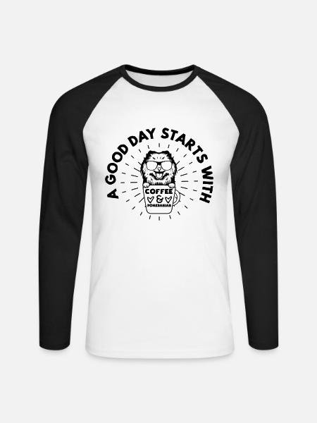 Spitz Pomeranian Zwergspitz Dog - Unisex Long Sleeve Baseball T-Shirt - white/black