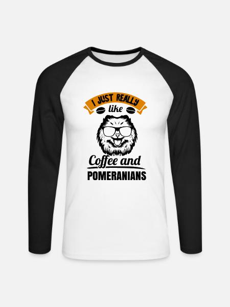 Spitz Pomeranian Zwergspitz Hund - Unisex Baseballshirt langarm - Weiß/Schwarz