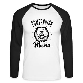 Spitz Pomeranian Zwergspitz Chien - T-shirt baseball manches longues Homme - blanc/noir - Devant - Nik (191cm)