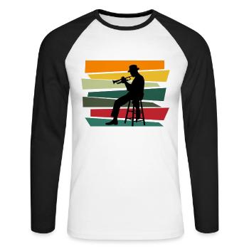 Trompete Trompeter Musiker Trompetenspieler - Unisex Baseballshirt langarm - Weiß/Schwarz - Vorne - Nik (191cm)