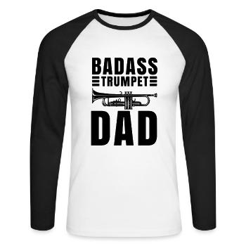 Trompete Trompeter Musiker Trompetenspieler - Unisex Baseballshirt langarm - Weiß/Schwarz - Vorne - Nik (191cm)