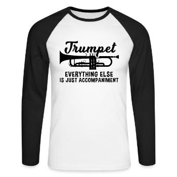 Trompete Trompeter Musiker Trompetenspieler - Unisex Baseballshirt langarm - Weiß/Schwarz - Vorne - Nik (191cm)