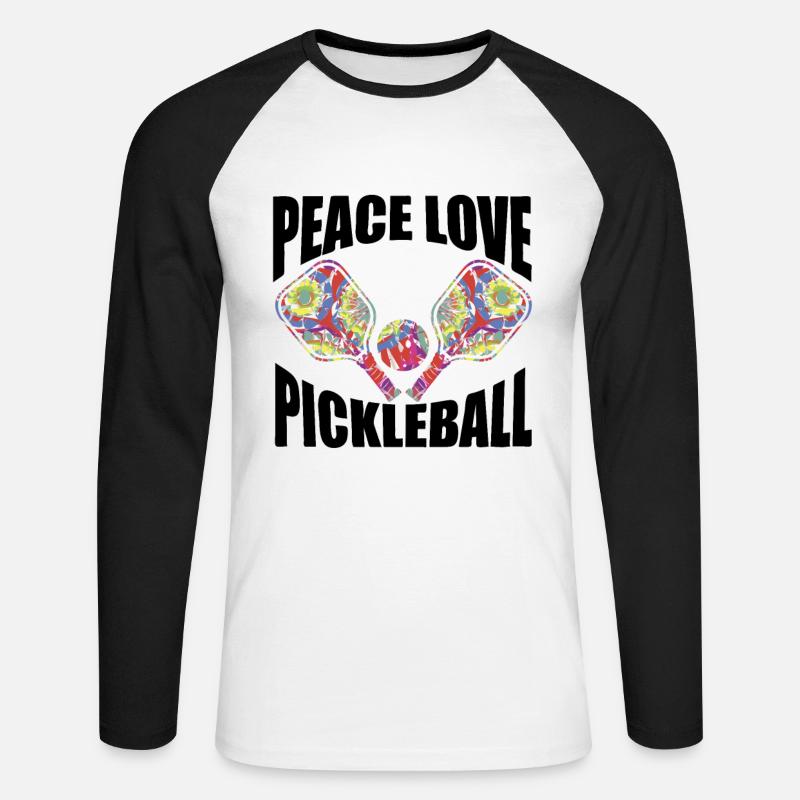 Pickleball Paddle Design - Unisex Baseballshirt langarm - Weiß/Schwarz