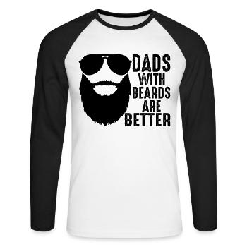 Dads With Beards Are Better Fathers Day - Unisex Long Sleeve Baseball T-Shirt - white/black - Front - Nik (191cm)