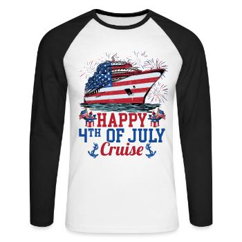 Happy 4th Of July Cruising USA Flag - Unisex Long Sleeve Baseball T-Shirt - white/black - Front - Nik (191cm)