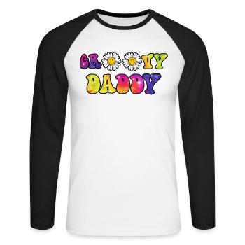 Groovy Daddy Matching Fathers Day - Unisex Baseballshirt langarm - Weiß/Schwarz - Vorne - Nik (191cm)