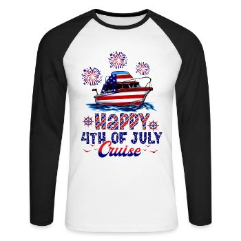 Happy 4th of July Cruise - Unisex Long Sleeve Baseball T-Shirt - white/black - Front - Nik (191cm)