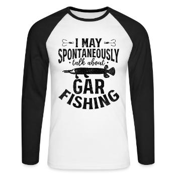 Ich kann spontan über Garfishing Garfishing - Unisex Baseballshirt langarm - Weiß/Schwarz - Vorne - Nik (191cm)