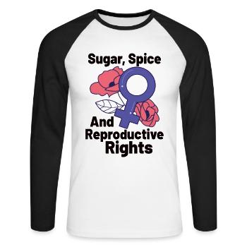 Feminism Women's Power Pro-choice Pro Abortion - Unisex Long Sleeve Baseball T-Shirt - white/black - Front - Nik (191cm)
