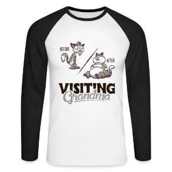 Before and After Visiting Grandma Cat Lovers - Unisex Long Sleeve Baseball T-Shirt - white/black - Front - Nik (191cm)