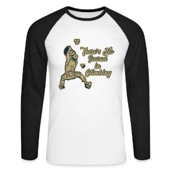There's no Scared in Climbing Escalade sur bloc - T-shirt baseball manches longues Homme - blanc/noir - Devant - Nik (191cm)