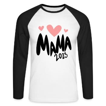 Mama 2023 loading - Werdende Mutter 2023 - Unisex Baseballshirt langarm - Weiß/Schwarz - Vorne - Nik (191cm)