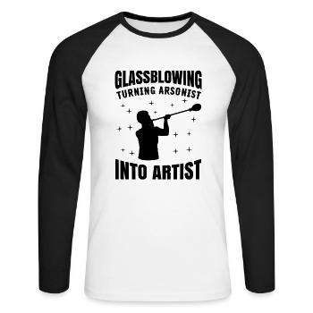 Souffleur de verre Souffleurs de verre Verre soufflant du verre - T-shirt baseball manches longues Homme - blanc/noir - Devant - Nik (191cm)