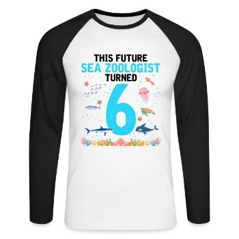 Zooologist Marine Biologist Marine Biology - Unisex Long Sleeve Baseball T-Shirt - white/black - Front - Nik (191cm)