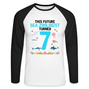 Zooologist Marine Biologist Marine Biology - Unisex Long Sleeve Baseball T-Shirt - white/black - Front - Nik (191cm)