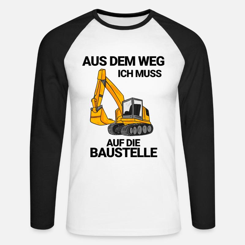 Baustelle Bagger Baggerfahrer Geschenk - Unisex Baseballshirt langarm - Weiß/Schwarz