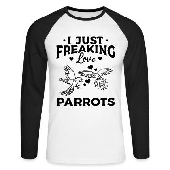 Parrot Bird Lover I just love parrots - Unisex Long Sleeve Baseball T-Shirt - white/black - Front - Nik (191cm)