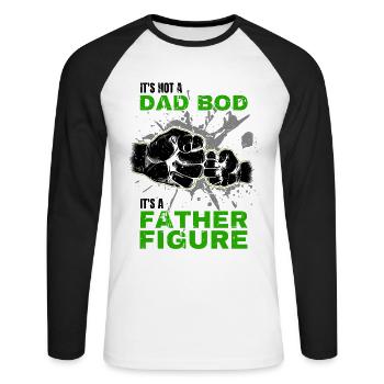 Papa Bod Fier Papa Disant avec Fist Bump - T-shirt baseball manches longues Homme - blanc/noir - Devant - Nik (191cm)