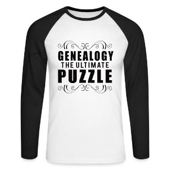 Arbre généalogique Historien de la famille Généalogie Généalogie - T-shirt baseball manches longues Homme - blanc/noir - Devant - Nik (191cm)