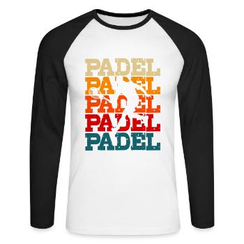 paddle tennis paddleball padel tennis joueur de - T-shirt baseball manches longues Homme - blanc/noir - Devant - Nik (191cm)