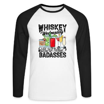 Whiskey Mittwoch wie Taco Dienstag aber für - Unisex Baseballshirt langarm - Weiß/Schwarz - Vorne - Nik (191cm)