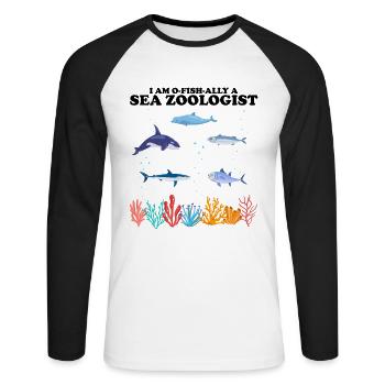 Official Marine Zooologist Zooology Sea - Unisex Long Sleeve Baseball T-Shirt - white/black - Front - Nik (191cm)