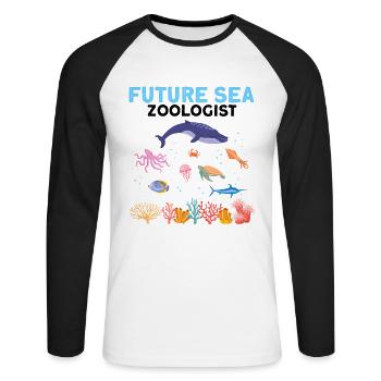 Future Zooologist Zooology Marine Biologist Sea - Unisex Long Sleeve Baseball T-Shirt - white/black - Front - Nik (191cm)