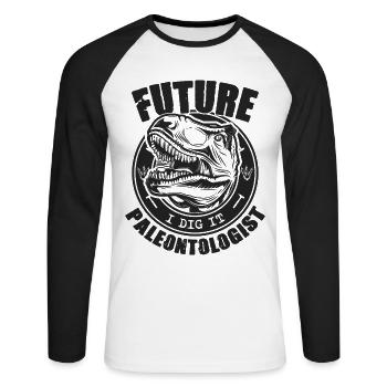 Future Paleontologist Paleontology Dinosaurs Lover - Unisex Long Sleeve Baseball T-Shirt - white/black - Front - Nik (191cm)