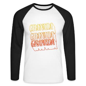 Grenade Espagne Ville Skyline Home Font - T-shirt baseball manches longues Homme - blanc/noir - Devant - Nik (191cm)