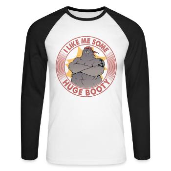 Je m’aime un énorme butin - Sea Lion Pirate - T-shirt baseball manches longues Homme - blanc/noir - Devant - Nik (191cm)