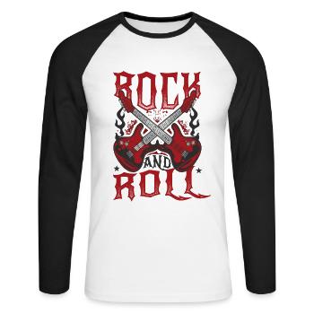 Rock'n'Roll - Unisex Baseballshirt langarm - Weiß/Schwarz - Vorne - Nik (191cm)