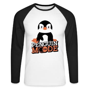 Penguin Mode On King Emperor Sea Bird Penguin - Unisex Long Sleeve Baseball T-Shirt - white/black - Front - Nik (191cm)