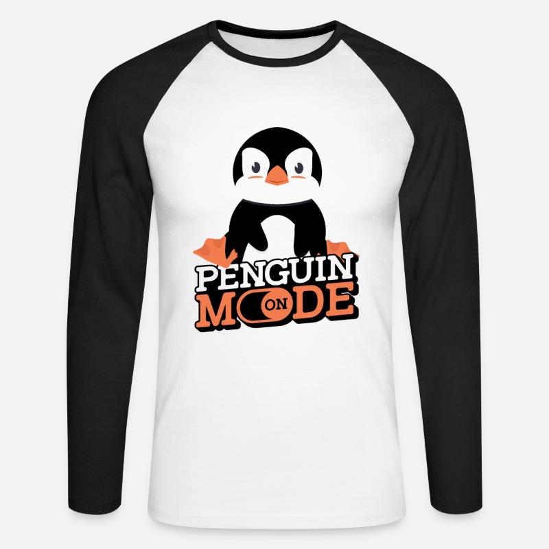 Penguin Mode On Kaiserpinguin Seevogel - Unisex Baseballshirt langarm - Weiß/Schwarz