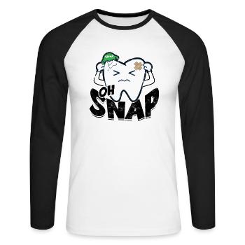 Oh Snap - Dentisterie dentaire dentaire - T-shirt baseball manches longues Homme - blanc/noir - Devant - Nik (191cm)