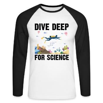 Diving Diver Scientist Marine Biologist Ozea - Unisex Long Sleeve Baseball T-Shirt - white/black - Front - Nik (191cm)