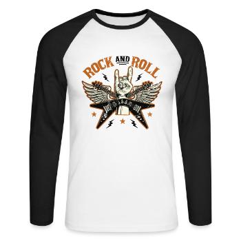 Rock'n'Roll - Unisex Baseballshirt langarm - Weiß/Schwarz - Vorne - Nik (191cm)