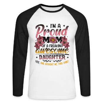 Je suis une fière mère d’une fille - T-shirt baseball manches longues Homme - blanc/noir - Devant - Nik (191cm)