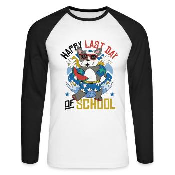 Joyeux dernier jour d’école - T-shirt baseball manches longues Homme - blanc/noir - Devant - Nik (191cm)
