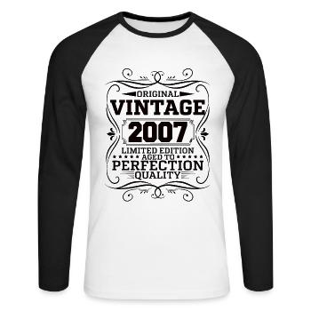 Vintage 2007 Original Limited Edition - Unisex Baseballshirt langarm - Weiß/Schwarz - Vorne - Nik (191cm)
