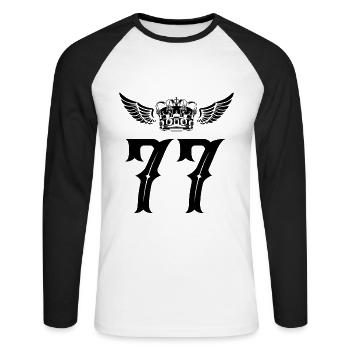 77 Number crown - Unisex Long Sleeve Baseball T-Shirt - white/black - Front - Nik (191cm)