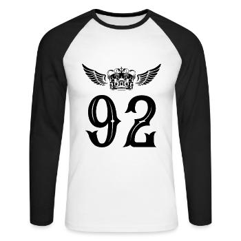 92 Number crown - Unisex Long Sleeve Baseball T-Shirt - white/black - Front - Nik (191cm)