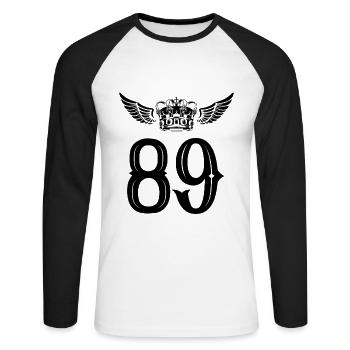 89 Number crown - Unisex Long Sleeve Baseball T-Shirt - white/black - Front - Nik (191cm)