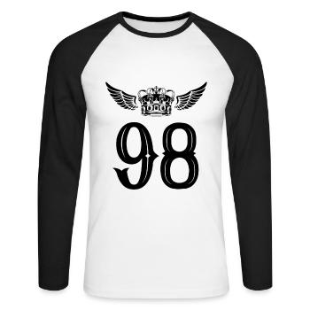 98 Couronne numérique - T-shirt baseball manches longues Homme - blanc/noir - Devant - Nik (191cm)