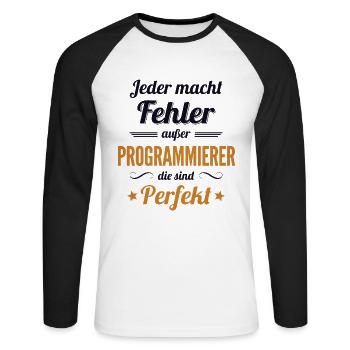 Programmierer sind Perfekt Developer Coder - Unisex Baseballshirt langarm - Weiß/Schwarz - Vorne - Nik (191cm)