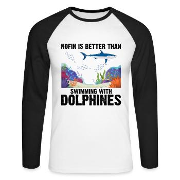 With Dolphins Swimming Dolphin Ocean Sea Mammal - Unisex Long Sleeve Baseball T-Shirt - white/black - Front - Nik (191cm)