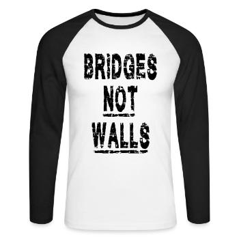 Bridges not Walls Demonstration Demo - Unisex Long Sleeve Baseball T-Shirt - white/black - Front - Nik (191cm)