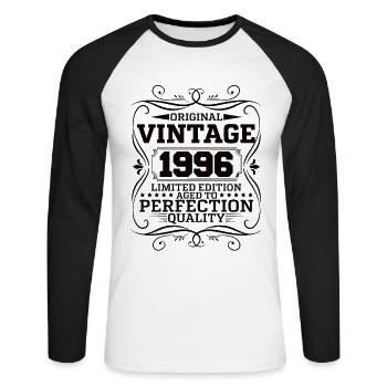 Vintage 1996 Original Limited Edition - Unisex Long Sleeve Baseball T-Shirt - white/black - Front - Nik (191cm)